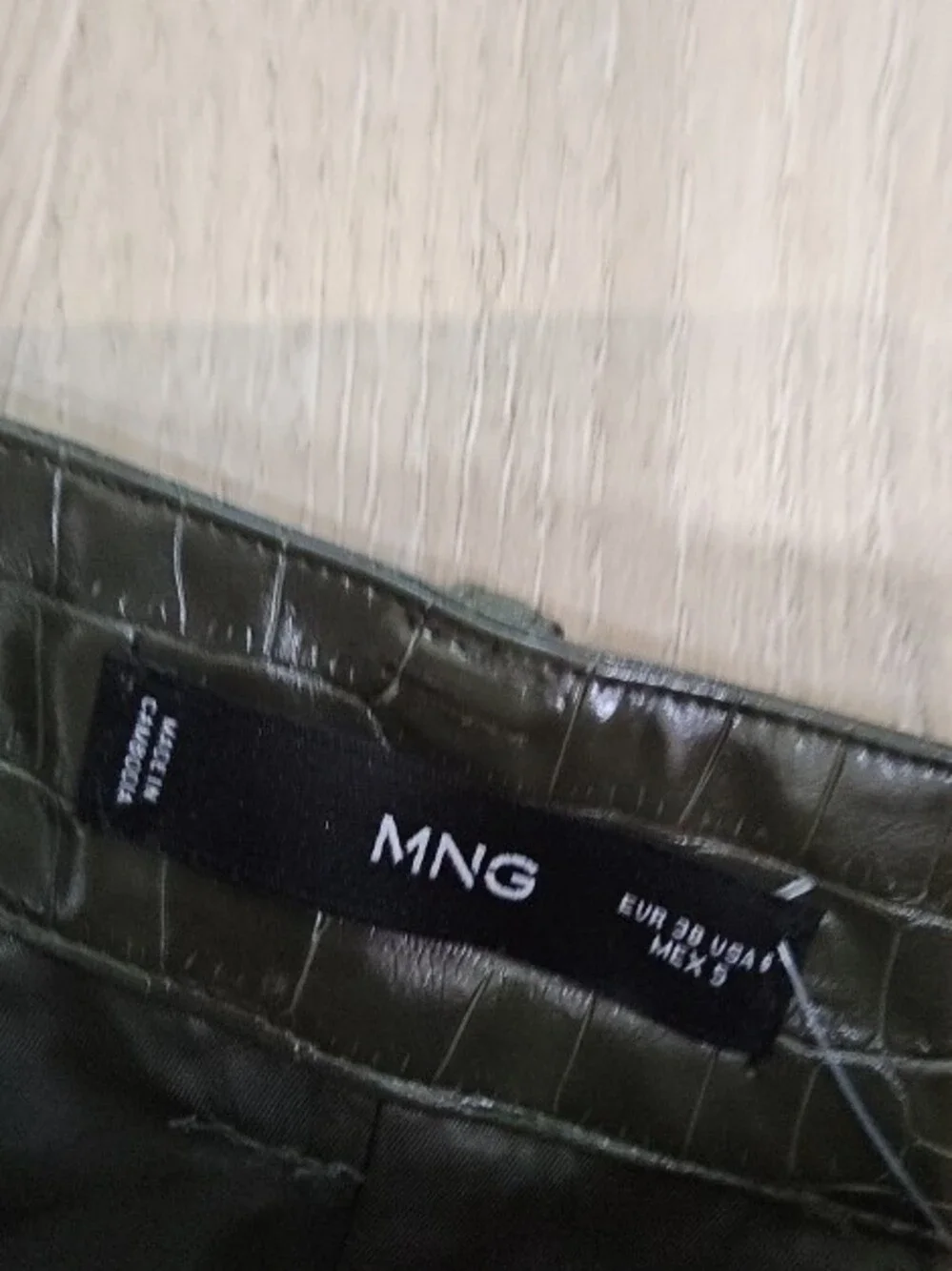 Mango Black Faux Croc Mini Skirt